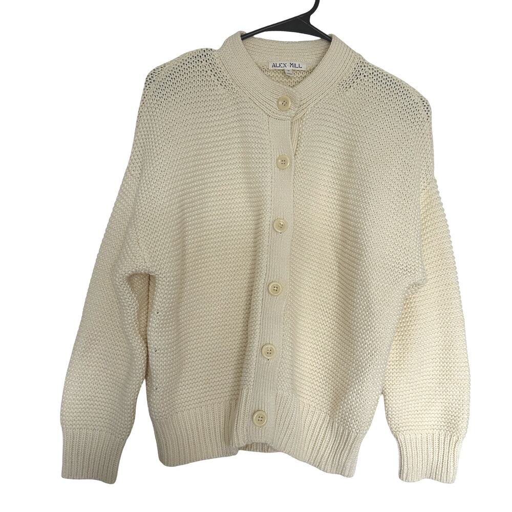 Alex Mill Nico Cardigan in Cotton Cream White Chunky Button Up Sweater Size S